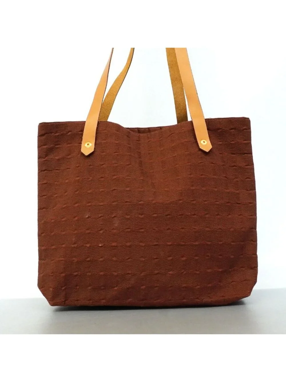 Hermes Tote Amedabaka Badu Posh Canvas Brown Gold